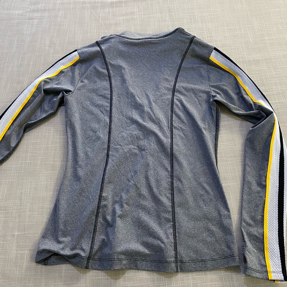PINK Victoria Secret long-sleeve, half zip jacket- grey, yellow. Women’s size S - Picture 2 of 16